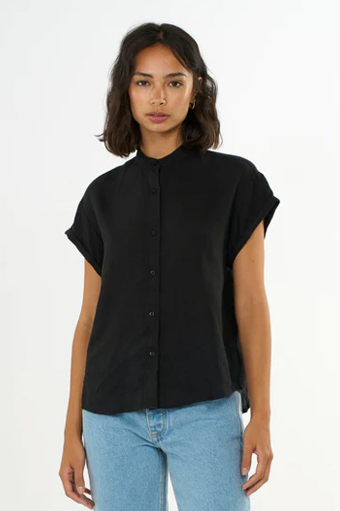 Knowledge Cotton Collar Linen Black Jet Shirt - The Mercantile London