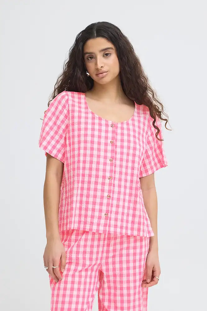 ICHI Felica Pink Berry Blouse - The Mercantile London