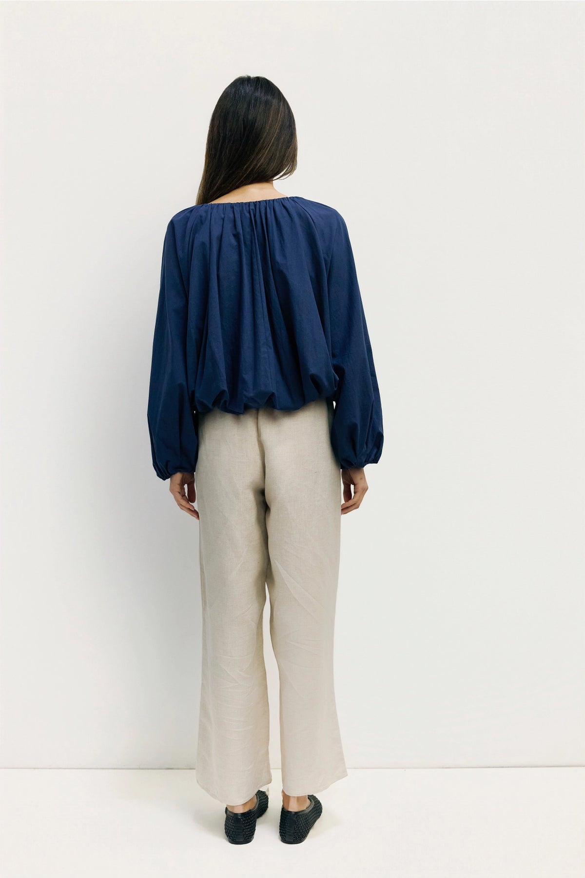 Mod Ref Jenna Navy Long Sleeve Bubble Top