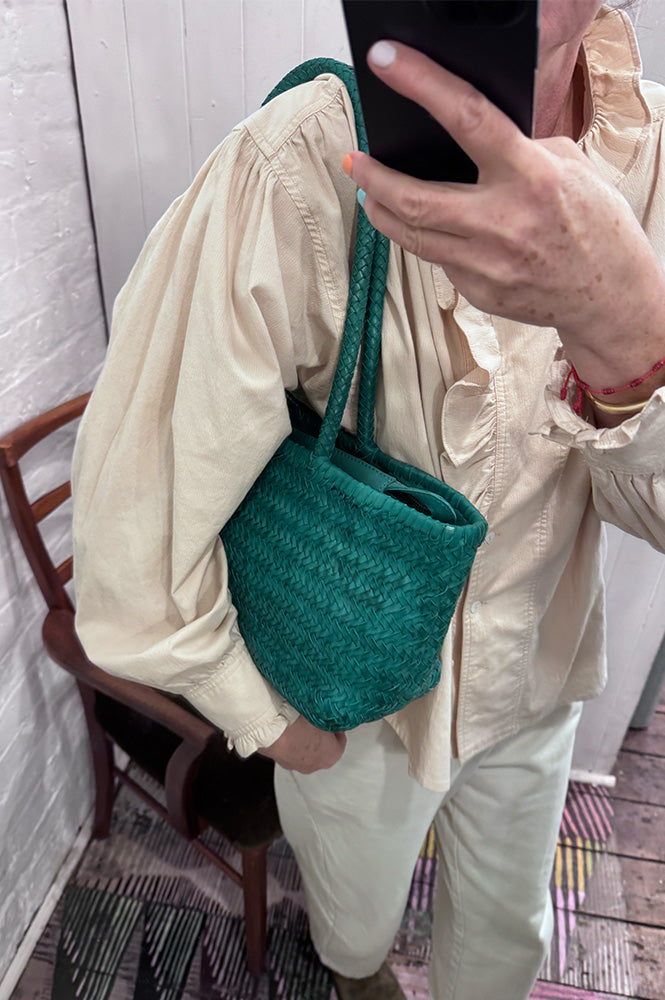 Biba Perkins Teal Braided Leather Shoulder Bag - The Mercantile London