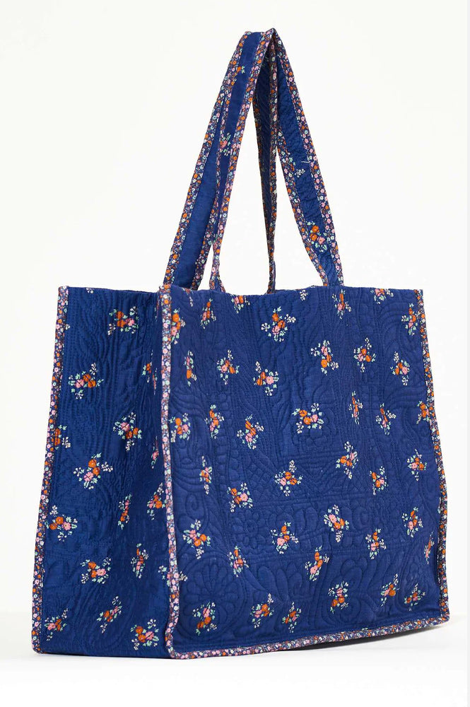 M.A.B.E Vivi Quilted Navy Tote - The Mercantile London