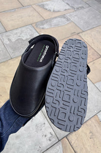 Good News Frank Black Leather Strap Mules - The Mercantile London