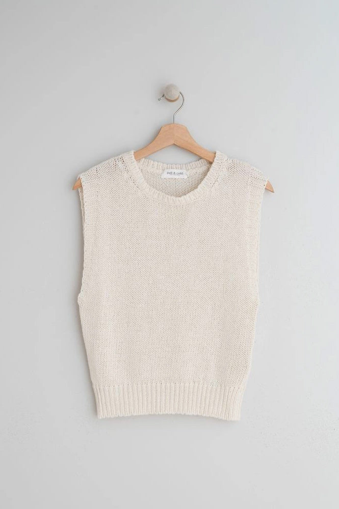 Indi & Cold Bouclé White Knitted Vest - The Mercantile London
