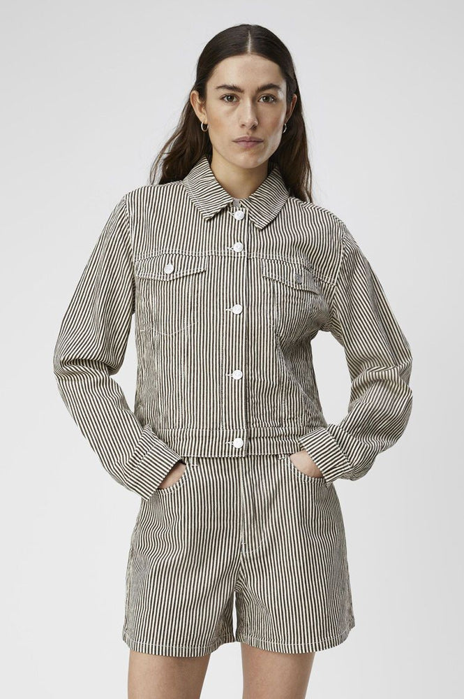 Object Sola Sandshell Stripe Twill Shirt - The Mercantile London