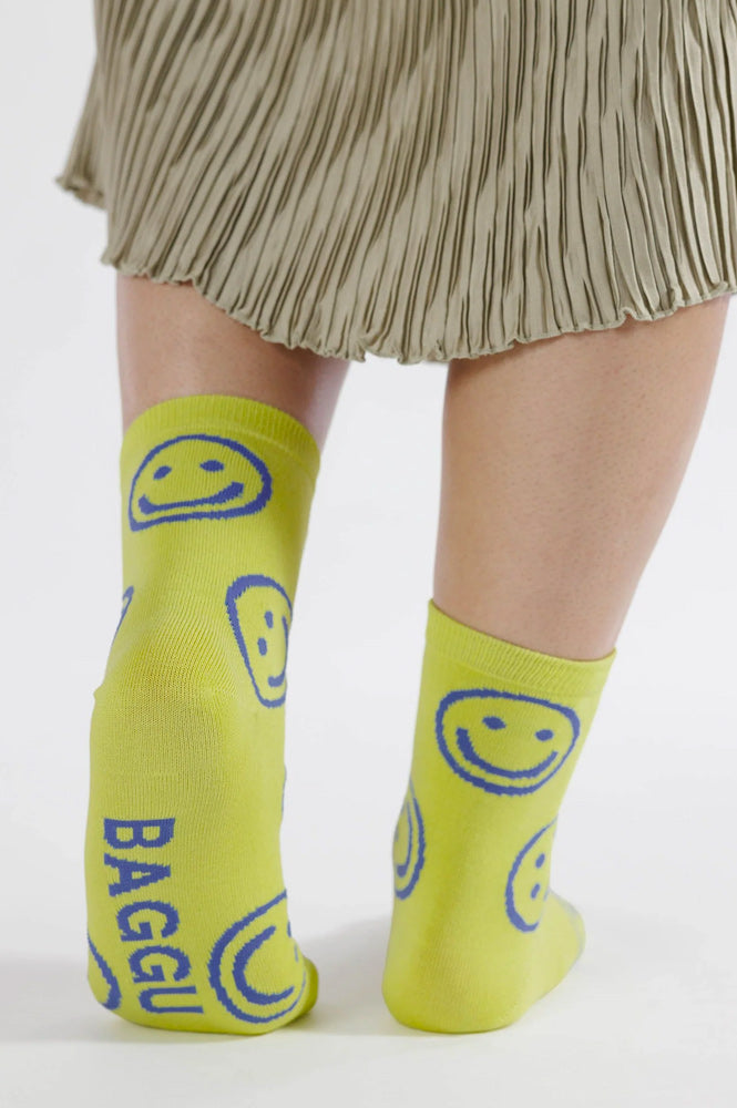 Baggu Citron Happy Crew Socks - The Mercantile London