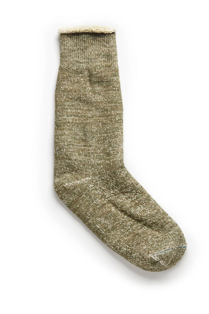 Rototo Double Face Crew Army Green Socks - The Mercantile London