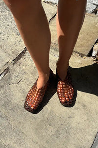 Ansla Brown Woven Jelly Flats