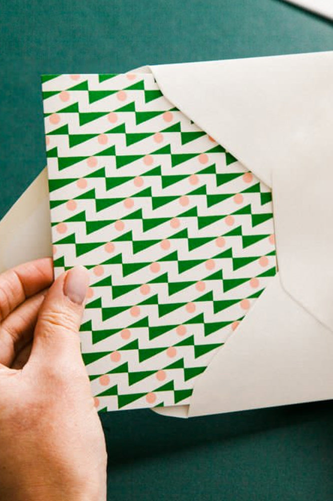 Enid Print Card in Pink & Green - The Mercantile London