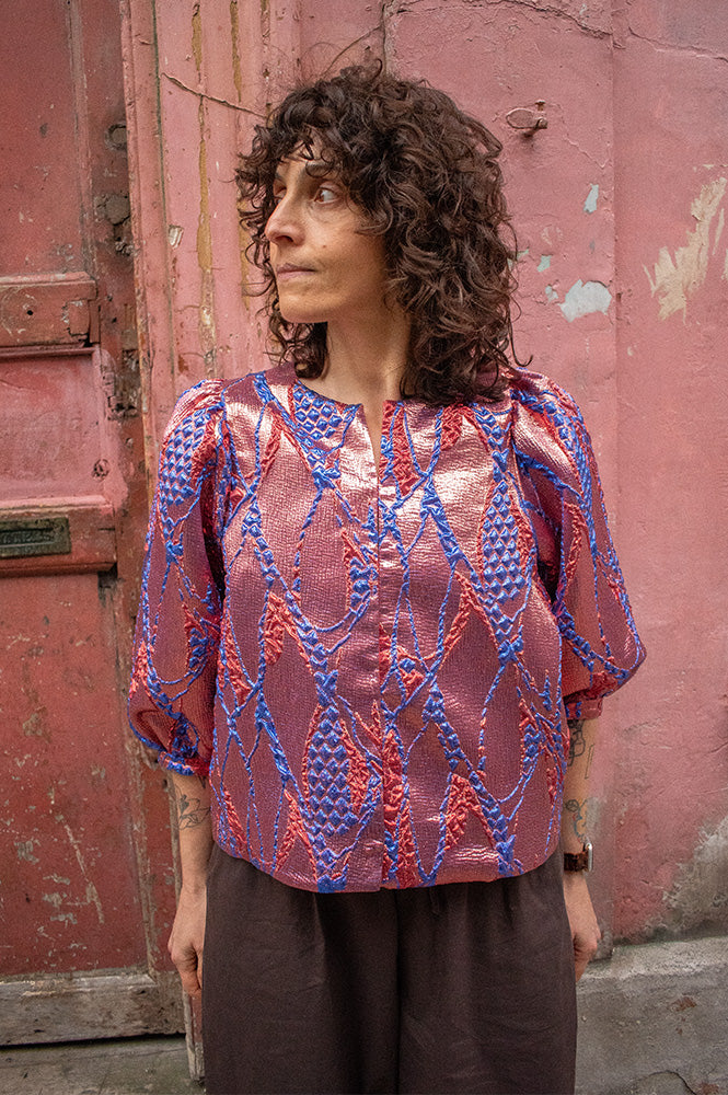 By-Bar Mauri Coral Jacquard Blouse