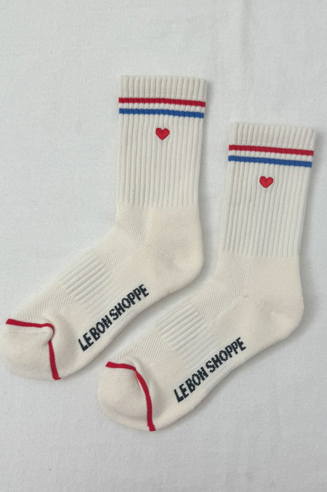 Le Bon Shoppe Boyfriend Milk Heart Socks - The Mercantile London