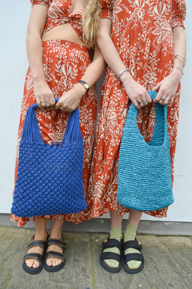 FRNCH Nessa Crochet Electric Blue Bag - The Mercantile London