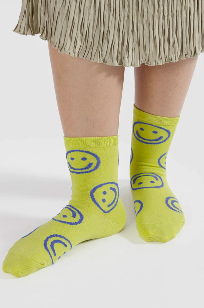 Baggu Citron Happy Crew Socks - The Mercantile London