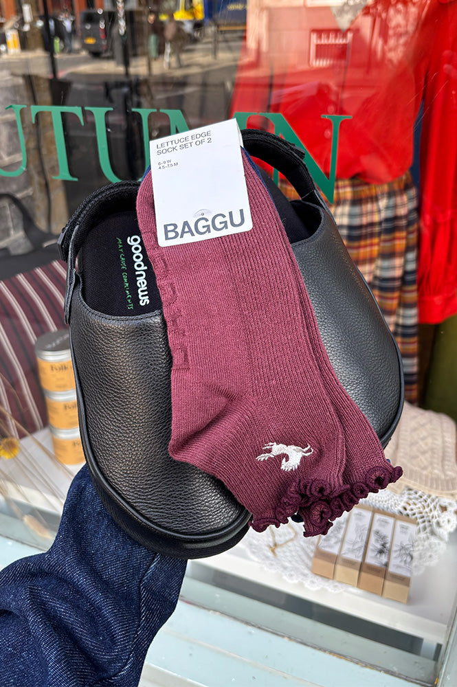 Baggu Set of 2 Mahogany & Navy Frill Socks - The Mercantile London