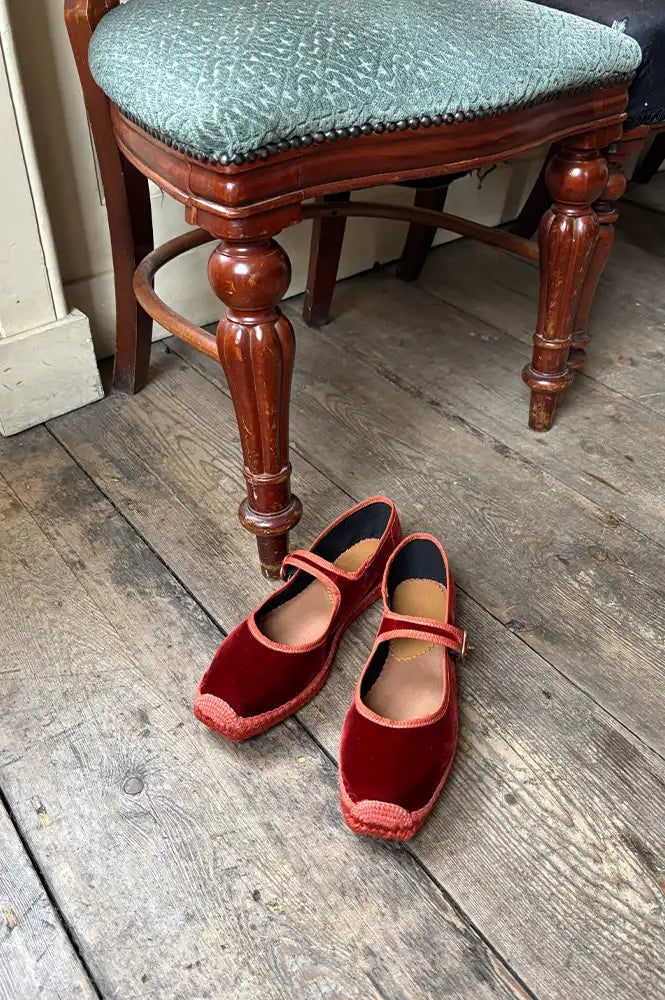 Penelope Chilvers Flora Marmalade Velvet Espadrille - The Mercantile London