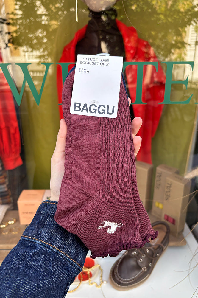 Baggu Set of 2 Mahogany & Navy Frill Socks - The Mercantile London