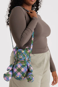 Baggu Green Star Plaid Bear Bag - The Mercantile London