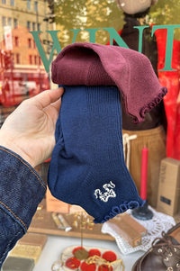 Baggu Set of 2 Mahogany & Navy Frill Socks - The Mercantile London
