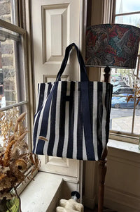 Nooki Hackney Blue Mix Striped Shopper - The Mercantile London