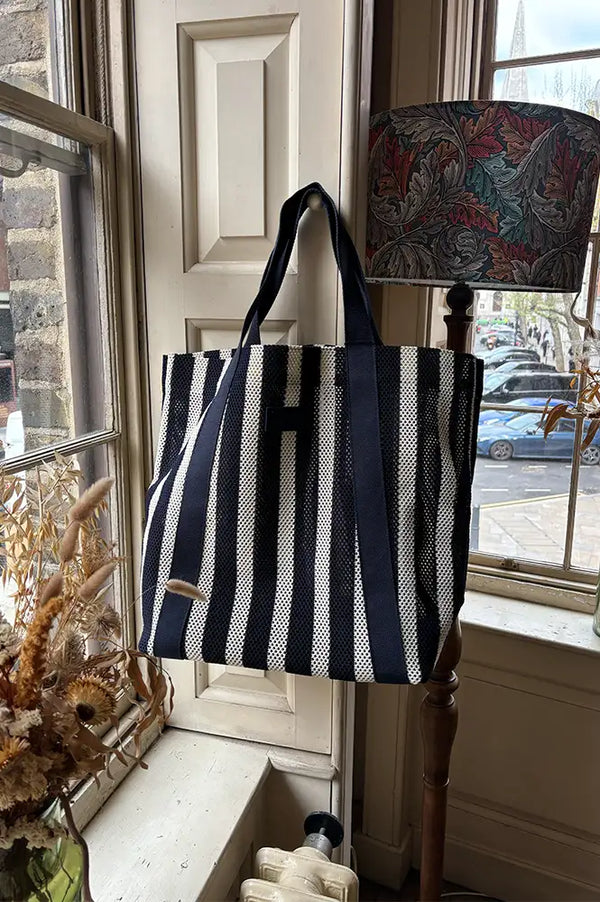 Nooki Hackney Blue Mix Striped Shopper - The Mercantile London