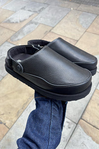 Good News Frank Black Leather Strap Mules - The Mercantile London