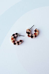 Custom Made Honey Checker Super Mini Hoop Earrings - The Mercantile London