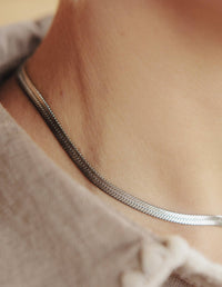 Silver Snake Chain Choker Necklace, Waterproof - The Mercantile London