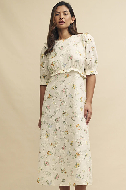 Nobody's Child Felicia White Floral Broiderie Dress - The Mercantile London