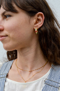 Pink Floral Enamel Hoop Earrings - The Mercantile London