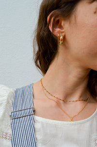 Pink Floral Enamel Hoop Earrings - The Mercantile London