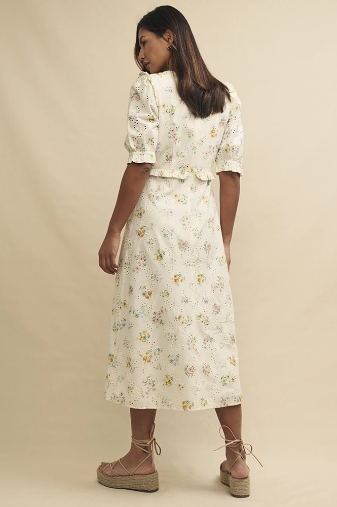 Nobody's Child Felicia White Floral Broiderie Dress - The Mercantile London