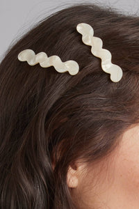 Eco Cloud Wave Slide Hair Pin Set: Mulberry Marble - The Mercantile London