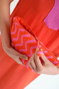 Compania Fantastica Wave Red & Pink Pouch Bag