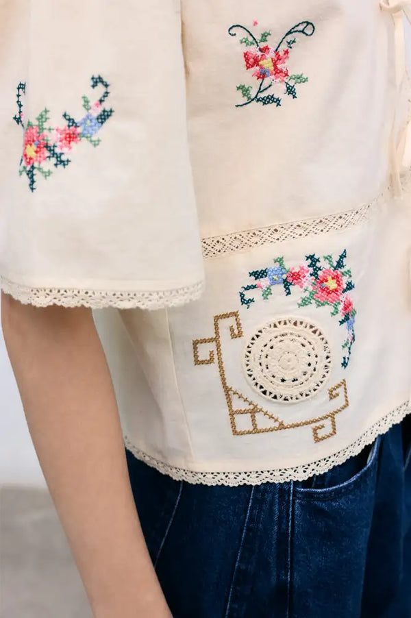 The New Society Narcise Embroidered Blouse - The Mercantile London