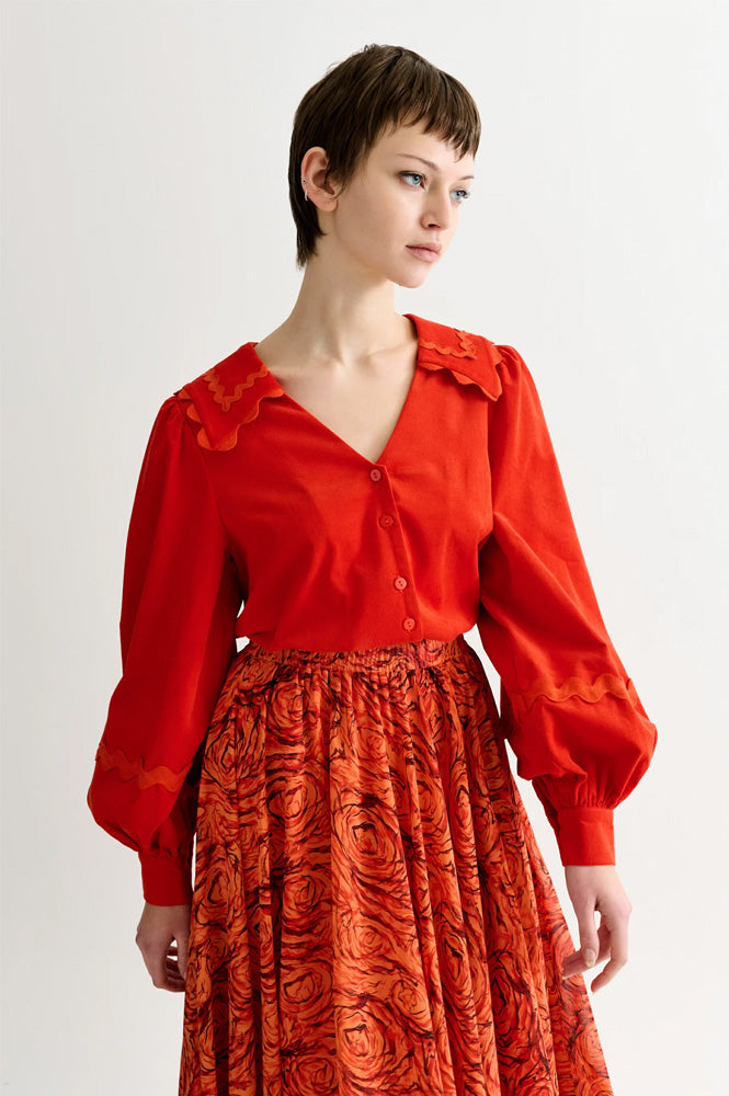 Louche Pallas Paprika Ric Rac Trimmed Blouse - The Mercantile London
