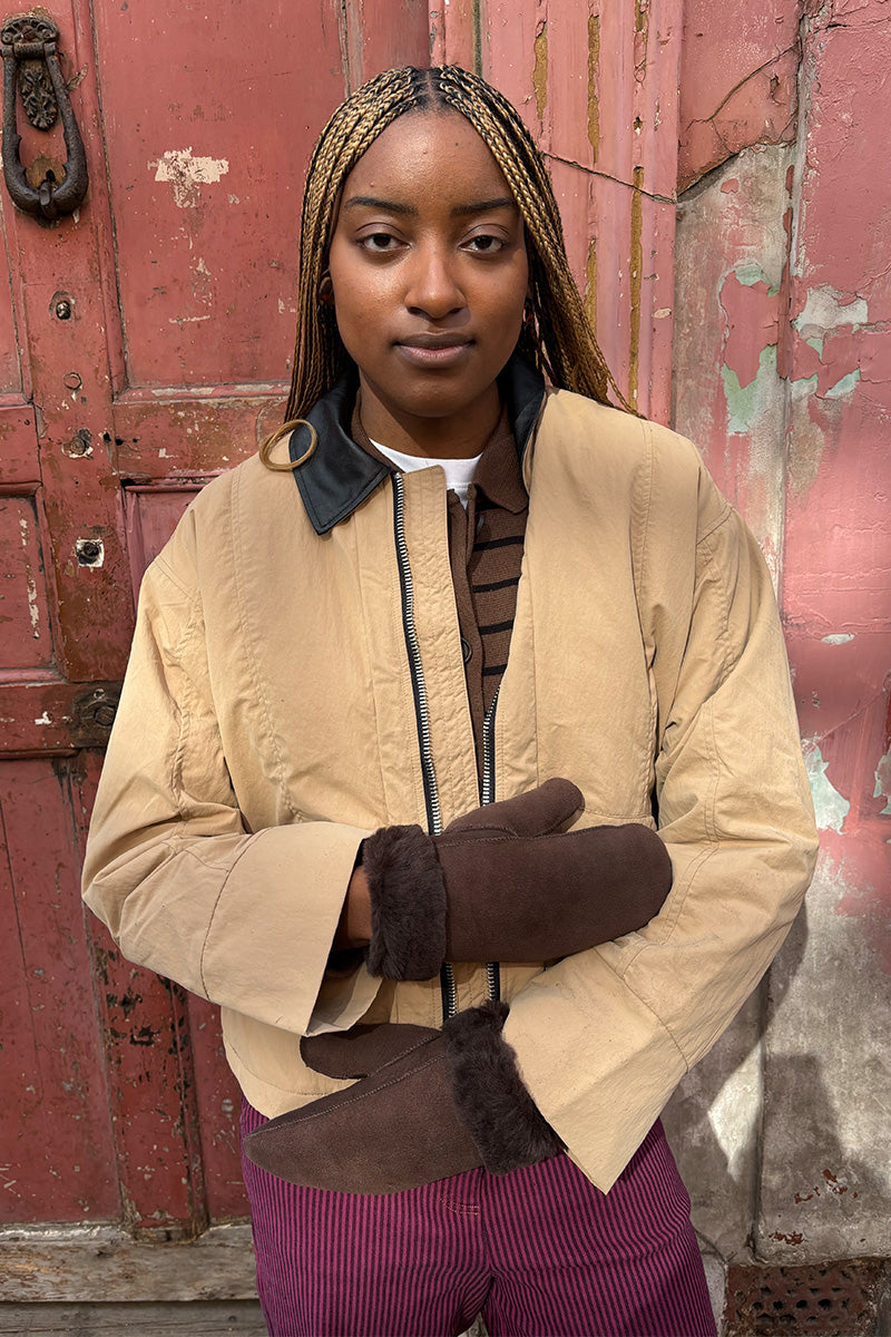 Beck Söndergaard Doa Chocolate Torte Shearling Mittens - The Mercantile London