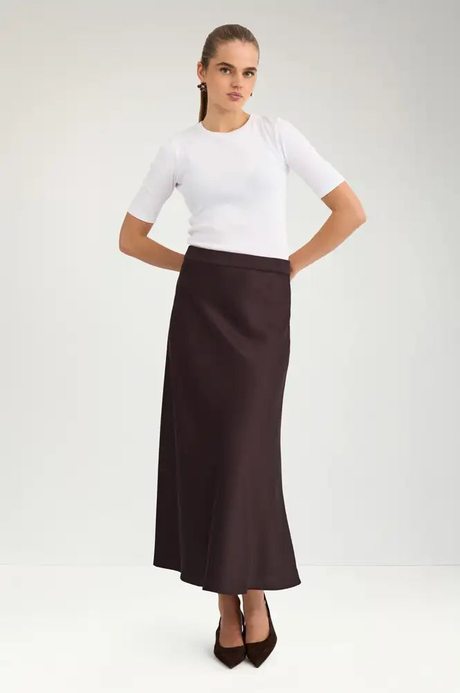 Numph Amelia Chocolate Plum Midi Skirt