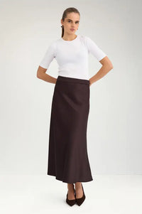 Numph Amelia Chocolate Plum Midi Skirt