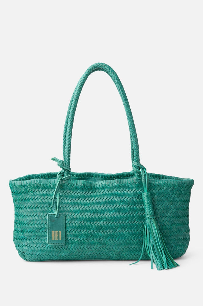 Biba Perkins Teal Braided Leather Shoulder Bag - The Mercantile London