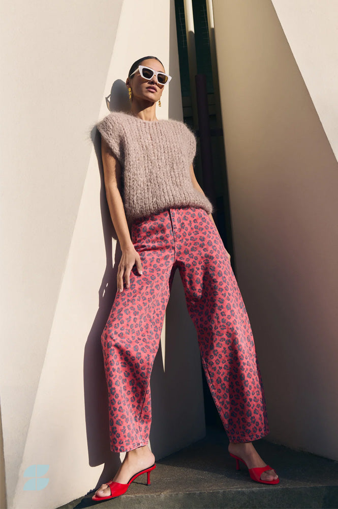 By-Bar Lew Red Cheetah Print Trousers - The Mercantile London