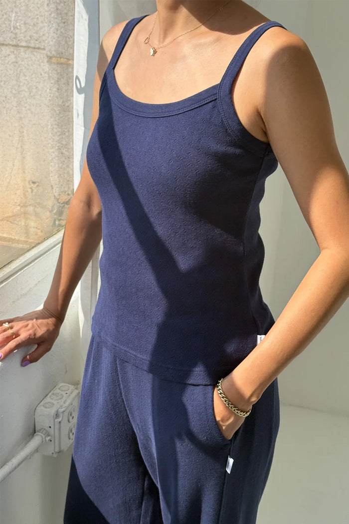 Le Bon Shoppe Eve Pointelle Navy Cami - The Mercantile London