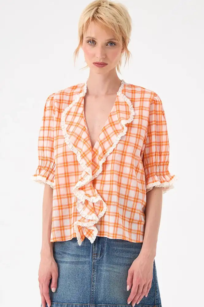 Chicosoleil Miro Bloom Check Ruffle Blouse - The Mercantile London