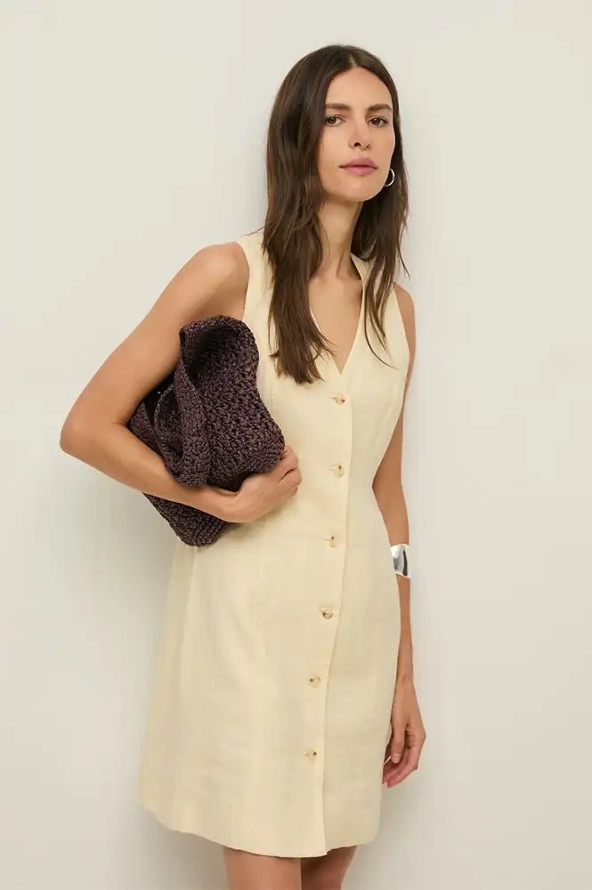 Yerse Light Yellow Button Up Dress - The Mercantile London