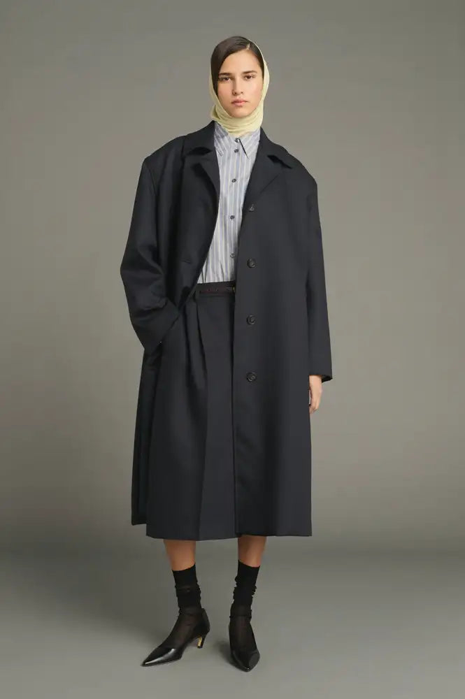 Soeur Liam Deep Navy Virgin Wool Coat
