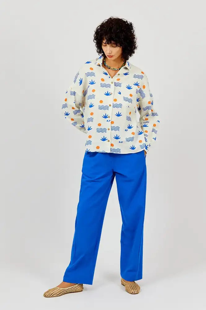 A.P Cobalt Rustic Cotton Trousers - The Mercantile London