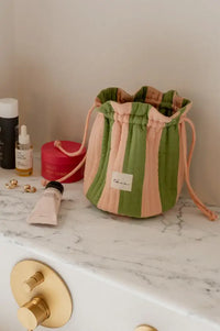 TBCo Green Stripe Cotton Wash Bag