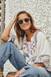 M.A.B.E Calista Ecru Embroidered Jacket