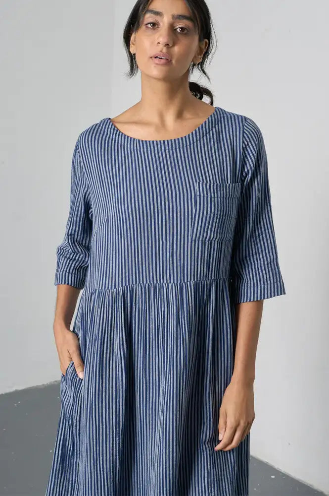 Bibico Orla Navy Stripe Day Dress - The Mercantile London