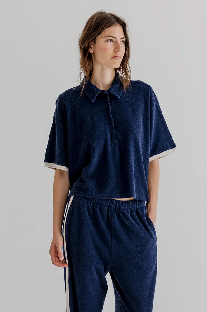 Project AJ117 Celine Navy Slub Top - The Mercantile London