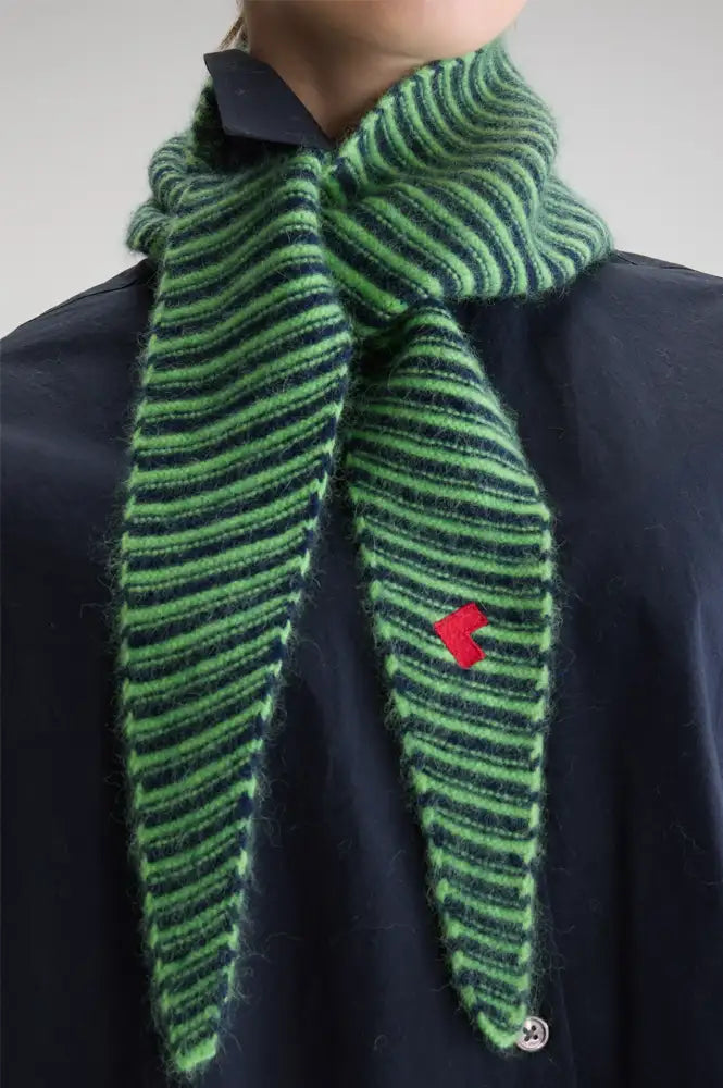 Bellerose Dusol Navy & Green Striped Triangle Scarf