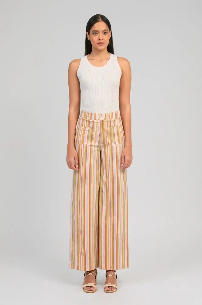 An'ge Rosina Yellow & Lime Striped Trousers - The Mercantile London